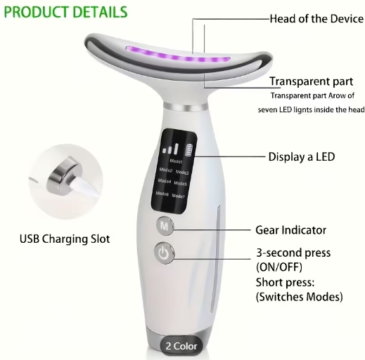 USB-charging neck beauty device with product box and cable