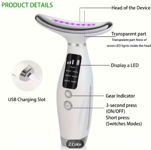 USB-charging neck beauty device with product box and cable